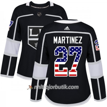 Dame Ishockey Los Angeles Kings Tröja Alec Martinez 27 Adidas 2017-2018 Svart USA Flag Fashion Authentic